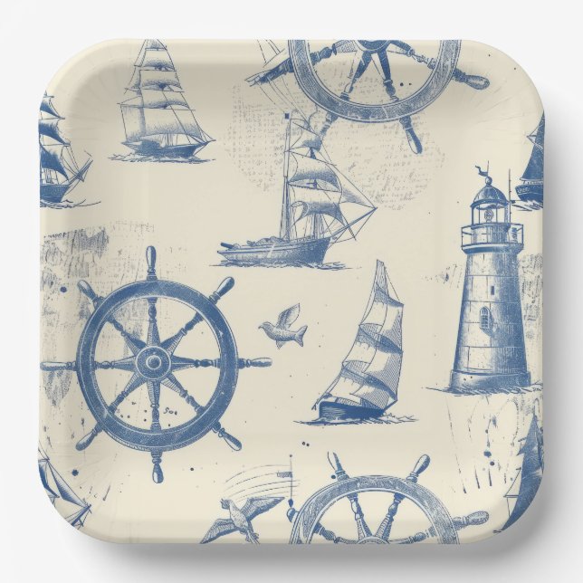 Nautical Breeze Paper Bowl Plates (Front)