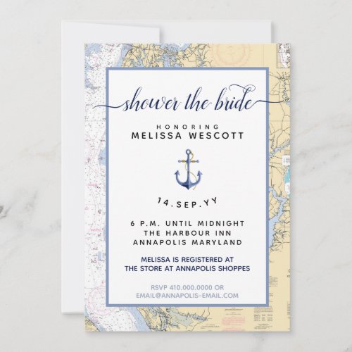 Nautical Bridal Shower Annapolis Maryland Invitation