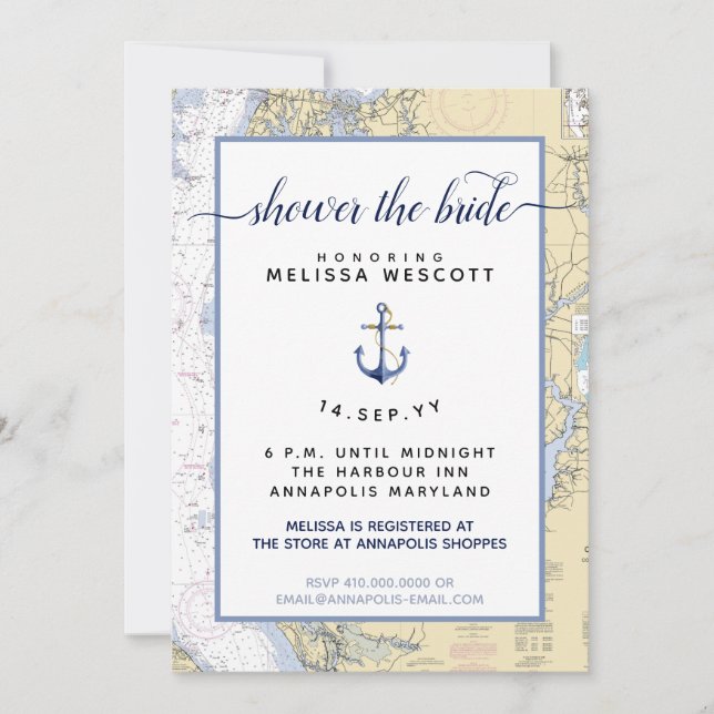 Nautical Bridal #Shower #Annapolis Maryland Invitation (Front)