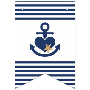 Nautical Bridal Shower Banner Navy & Gold