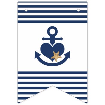 Nautical Bridal Shower Banner Navy & Gold by AllbyWanda at Zazzle