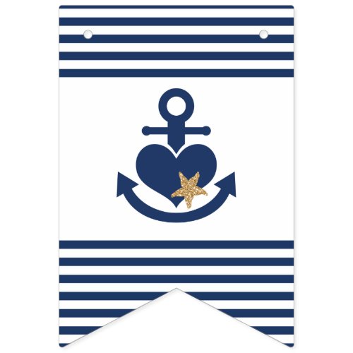 Nautical Bridal Shower Banner Navy  Gold