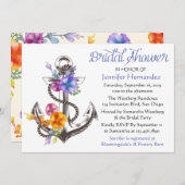 Nautical Bridal Shower Blue Anchor Floral Invitation (Front/Back)
