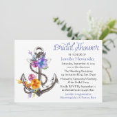 Nautical Bridal Shower Blue Anchor Floral Invitation (Standing Front)