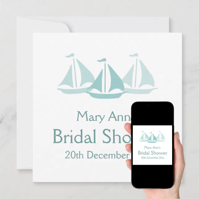 Nautical Bridal Shower Blue Boats Invitation Zazzle