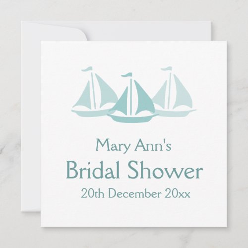 Nautical Bridal Shower Blue Boats Invitation