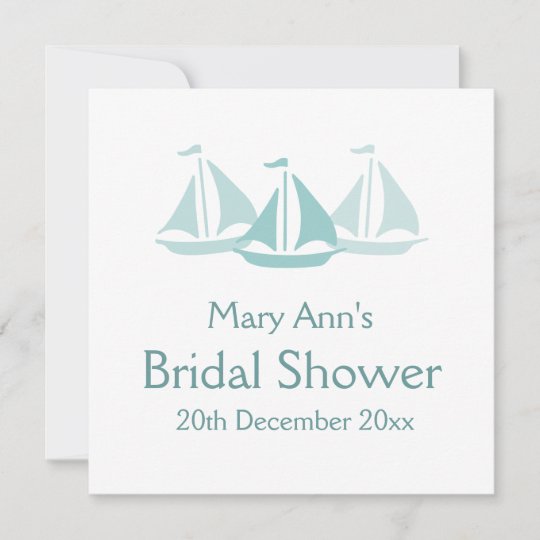 Nautical Bridal Shower Blue Boats Invitation