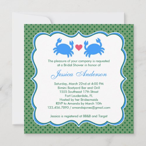 Nautical Bridal Shower Blue/Green Invitation