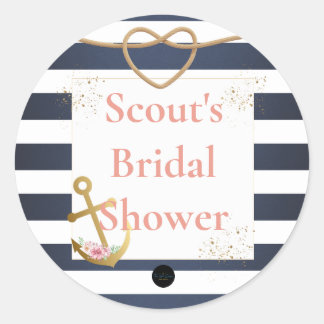 Nautical Bridal Shower Classic Round Sticker