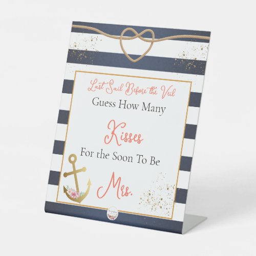 Nautical Bridal Shower Guess How Many Kisses Pedestal Sign