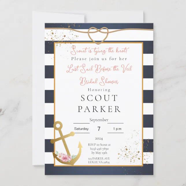 Nautical Bridal Shower Invitation | Zazzle