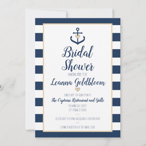 Nautical Bridal Shower Invitation _ Anchor _ Navy