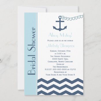 Nautical Bridal Shower Invitation  Blue Invitation by henishouseofpaper at Zazzle