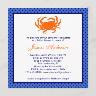 Nautical Bridal Shower Invitation Orange/Navy