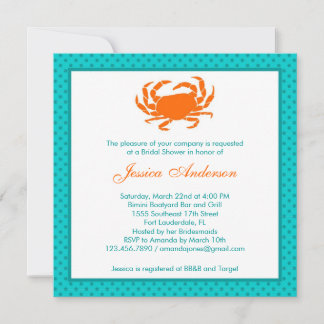 Nautical Bridal Shower Invitation Orange/Teal
