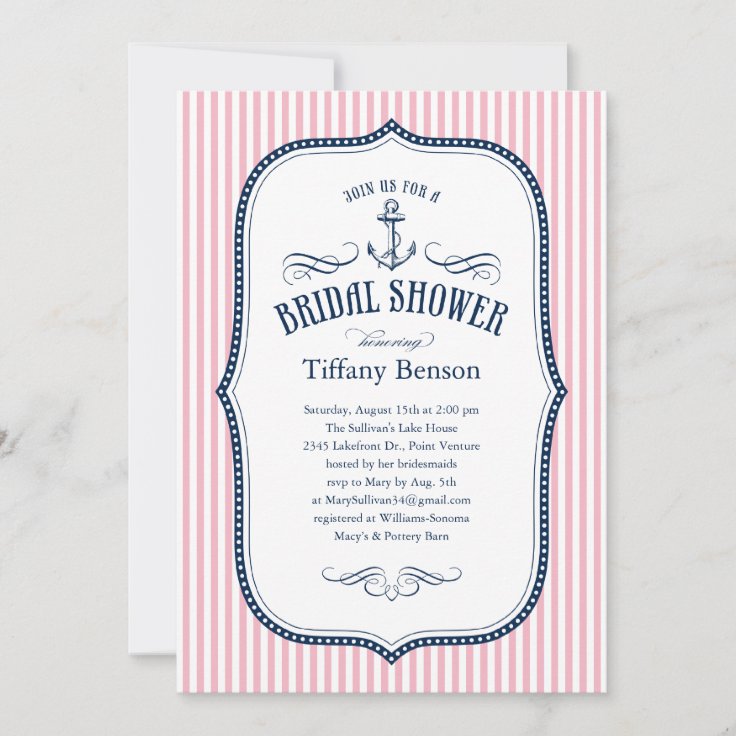 Nautical Bridal Shower Invitations | Zazzle