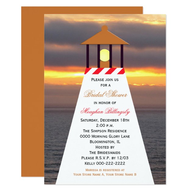 Nautical Bridal Shower Invitations - Lighthouse
