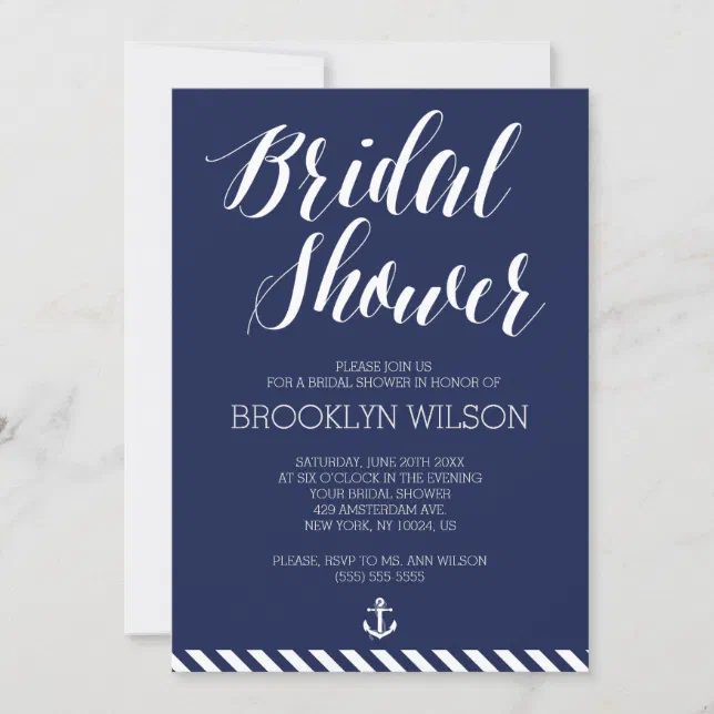 Nautical Bridal Shower Invitations With Stripes | Zazzle