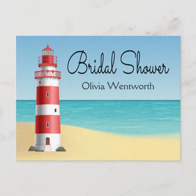 Nautical Bridal Shower Lighthouse Beach Summer Invitation Postcard Zazzle