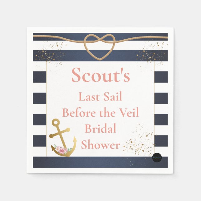 Nautical Bridal Shower Napkins (Front)
