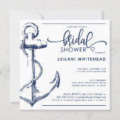 Nautical Bridal Shower Navy Anchor White Invitation (Front)