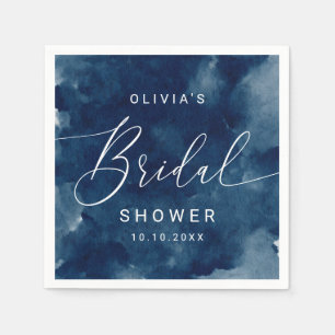 Nautical Bridal Shower Navy Blue Watercolor Napkins