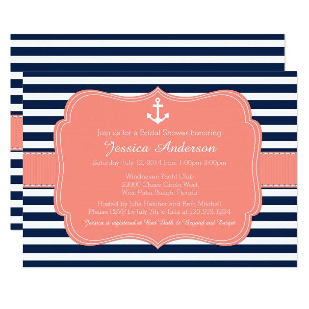 Nautical Bridal Shower Or Baby Shower Invitation