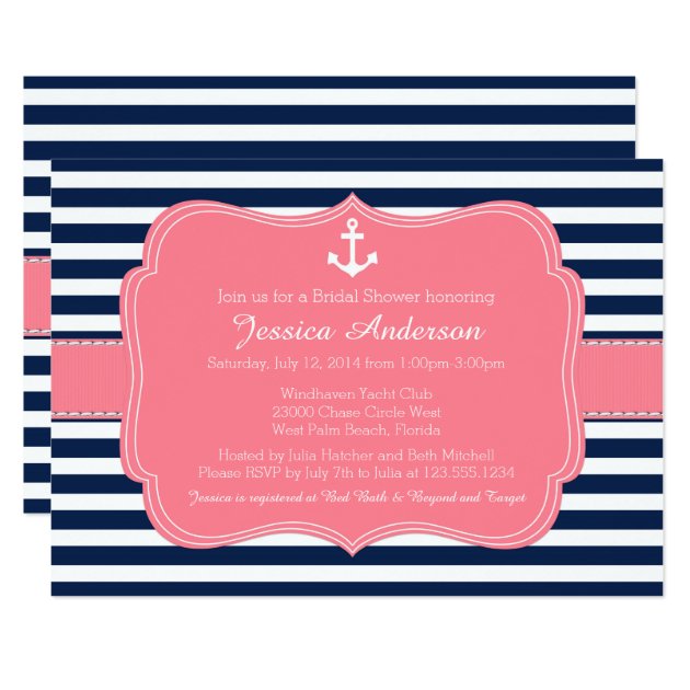 Nautical Bridal Shower Or Baby Shower Invitation