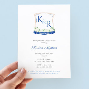 Nautical Bridal Shower With Monogram Crest Invitation