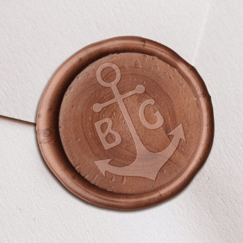 Nautical Bride Groom Initials Wax Seal Sticker by amoredesign at Zazzle