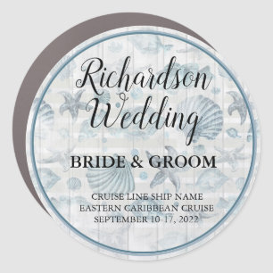 Nautical Bride & Groom Wedding Cruise Door Magnet