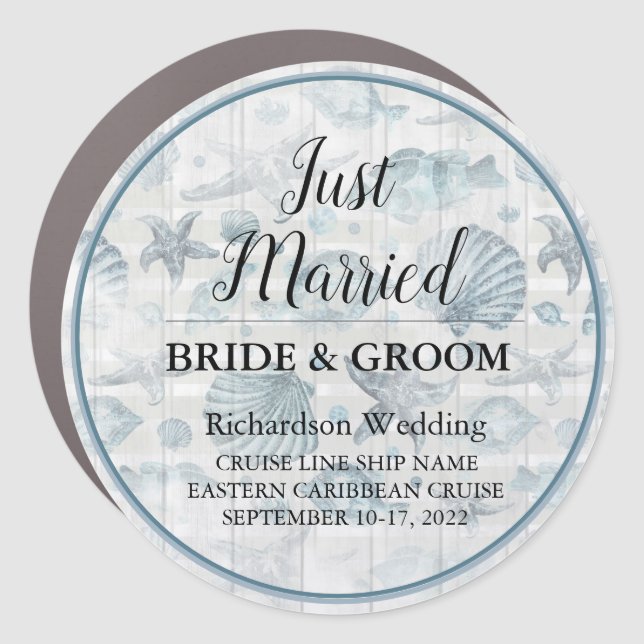 Nautical Bride & Groom Wedding Cruise Door Magnet (Front)