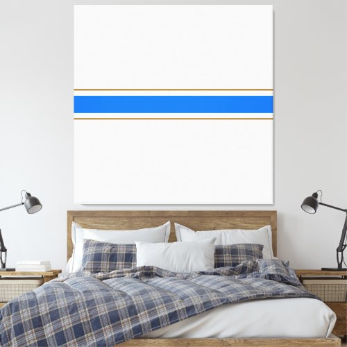 Nautical Bright Blue Brown Racing Stripes On White Canvas Print