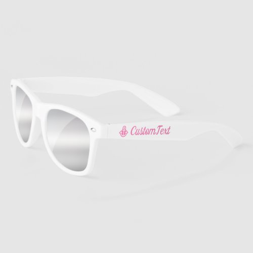 Nautical Bright Pink Anchor Custom Sunglasses