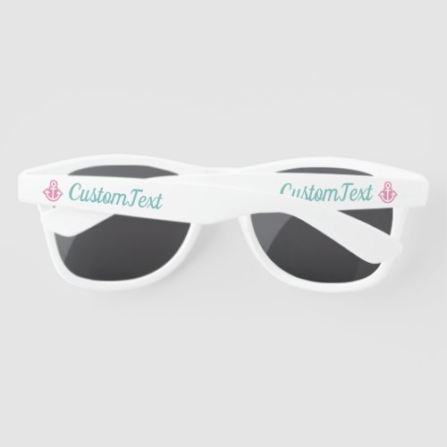 Nautical Bright Pink  Teal Anchor Sunglasses
