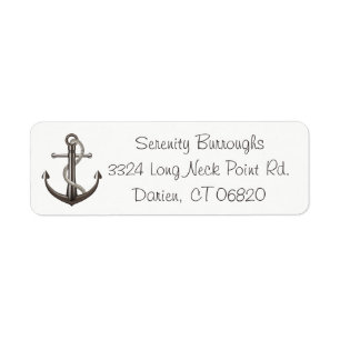 Nautical Brown and White Ship Anchor Sailor Beach Label