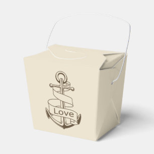 Nautical Brown Ship Anchor Tan Wedding Party Favor Boxes