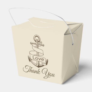 Nautical Brown Thank You Ship Anchor Tan Wedding Favor Boxes