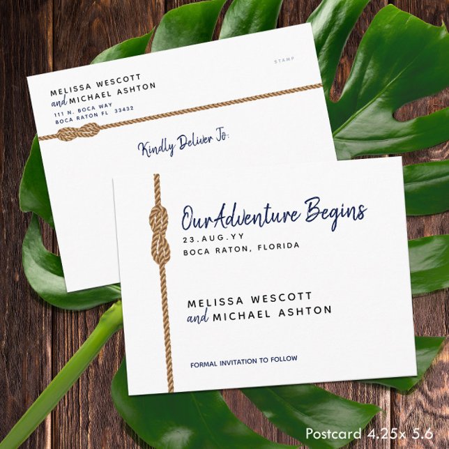 Nautical Budget Adventure Begins 💌 Save The Date Announcement Postcard (Nautical Budget Adventure Begins 💌 Save The Date Announcement Postcard
)