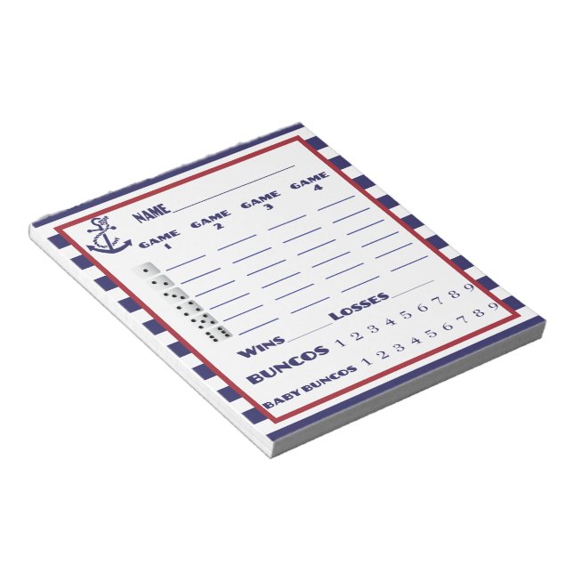 Nautical Bunco Score Pad (Angled)