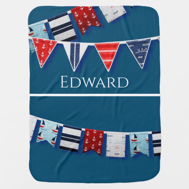 Nautical Bunting Baby Blanket (Front)