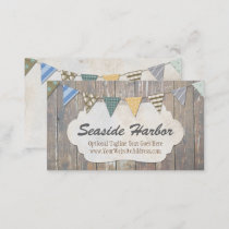 Nautical Bunting on Rustic Wood Shabby Beach Chic Business Card