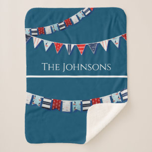 Nautical Bunting Sherpa Blanket