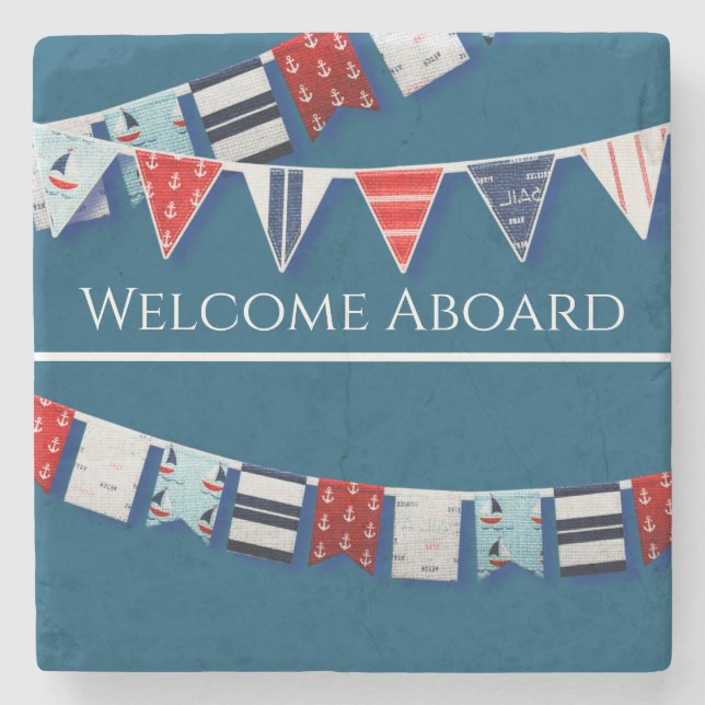 Nautical Bunting Stone Coaster (Front)