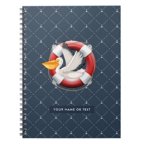 Nautical Buoy and Pelican with Your Name Notebook