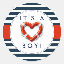 Nautical Buoy Baby Shower Stickers - It's A Boy!