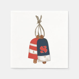 Nautical Buoys Personalized Blue Red Napkins