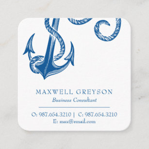 Nautical Business Cards Navy Blue Anchor