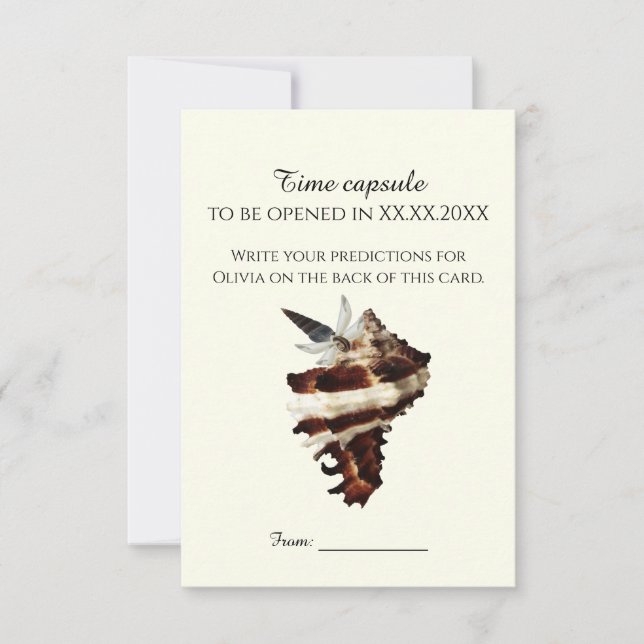 Nautical Butterfly Time Capsule Baby Shower Game & Thank You Card (Front)