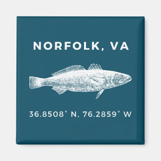 Nautical Button Magnet - Coordinates of Norfolk VA